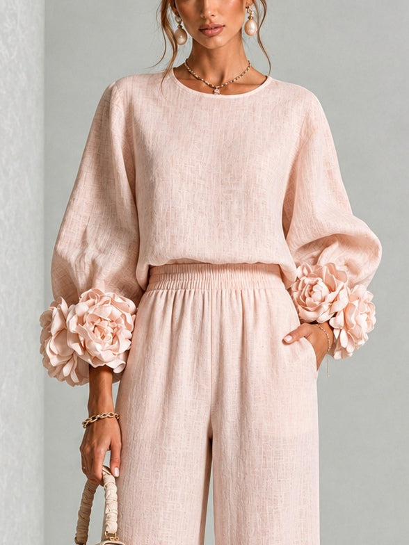Rosa - Floral Cuff Two-Piece Set