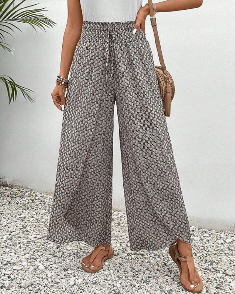 Catherine | Wide-Leg Trousers with Shirred Waistband