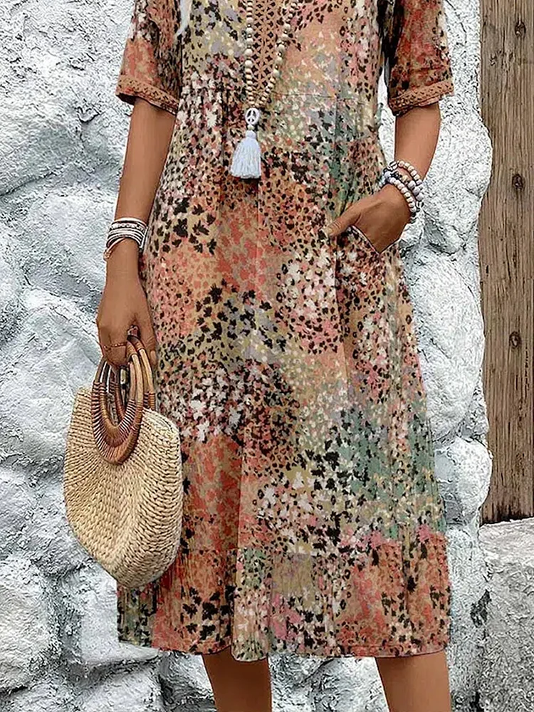 Susan - Vibrant Midi Dress with Elegant Tummy Coverage