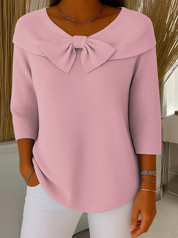Tivella - Sweater with Bow and Round Neckline