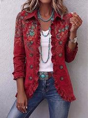 Fayrene - Bohemian Paisley Ruffle Jacket