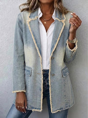 Dionne - Vintage-Style Oversized Blazer with Raw Edges