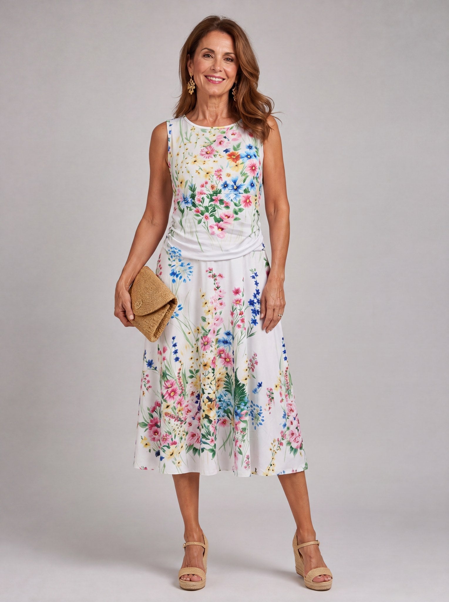 Tanya | Sleeveless Floral Midi Dress