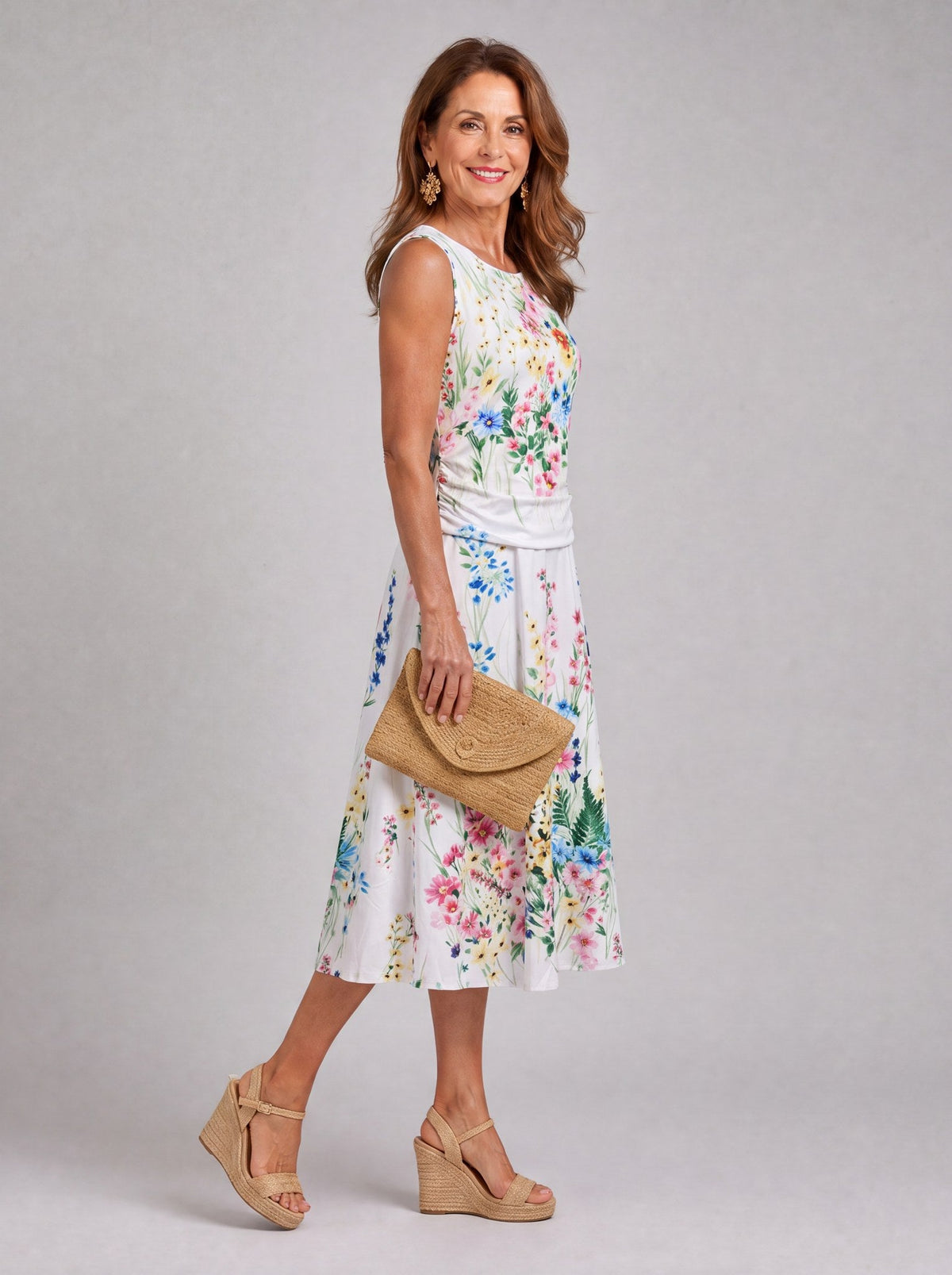 Tanya | Sleeveless Floral Midi Dress