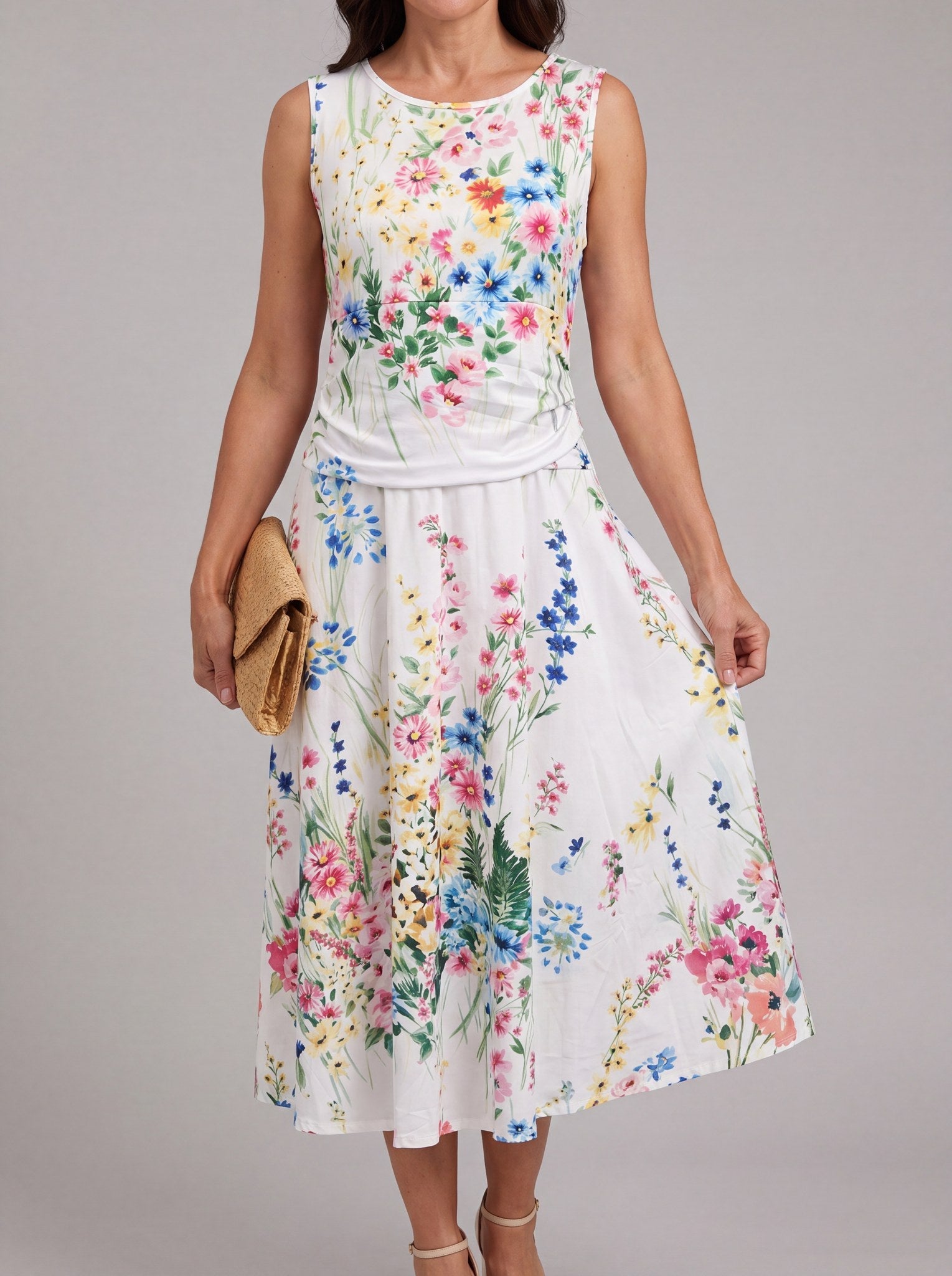 Tanya | Sleeveless Floral Midi Dress