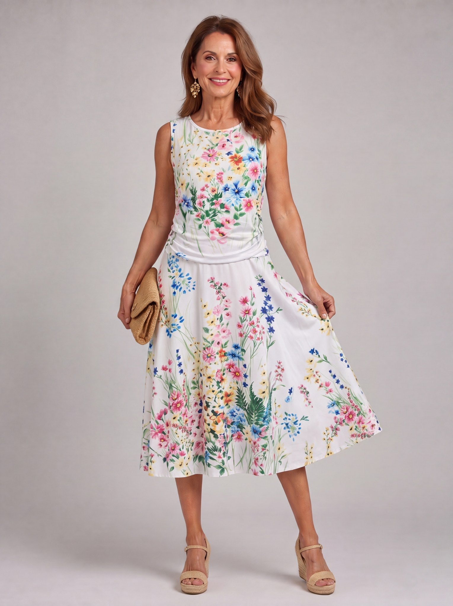 Tanya | Sleeveless Floral Midi Dress