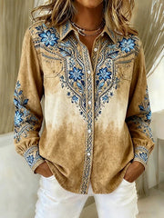 Debera | Vintage Western Floral Button Blouse