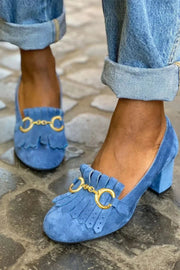 Court Shoes with Fringe and Gold Buckle