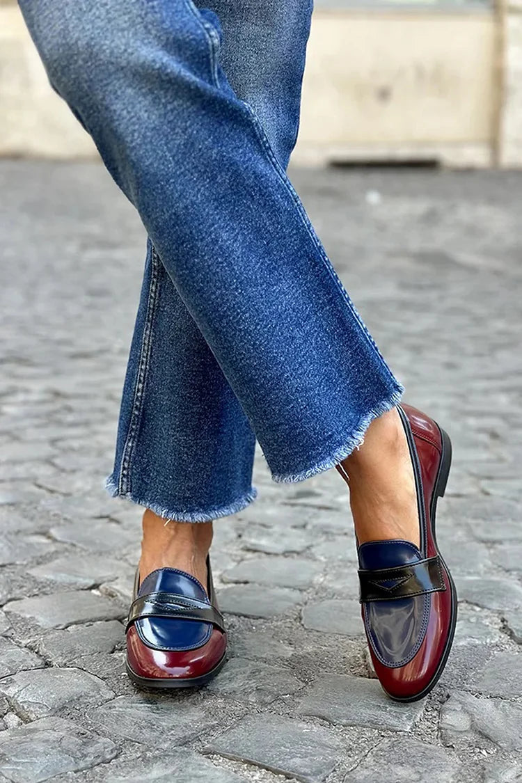 Glossy Three-Tone Loafers