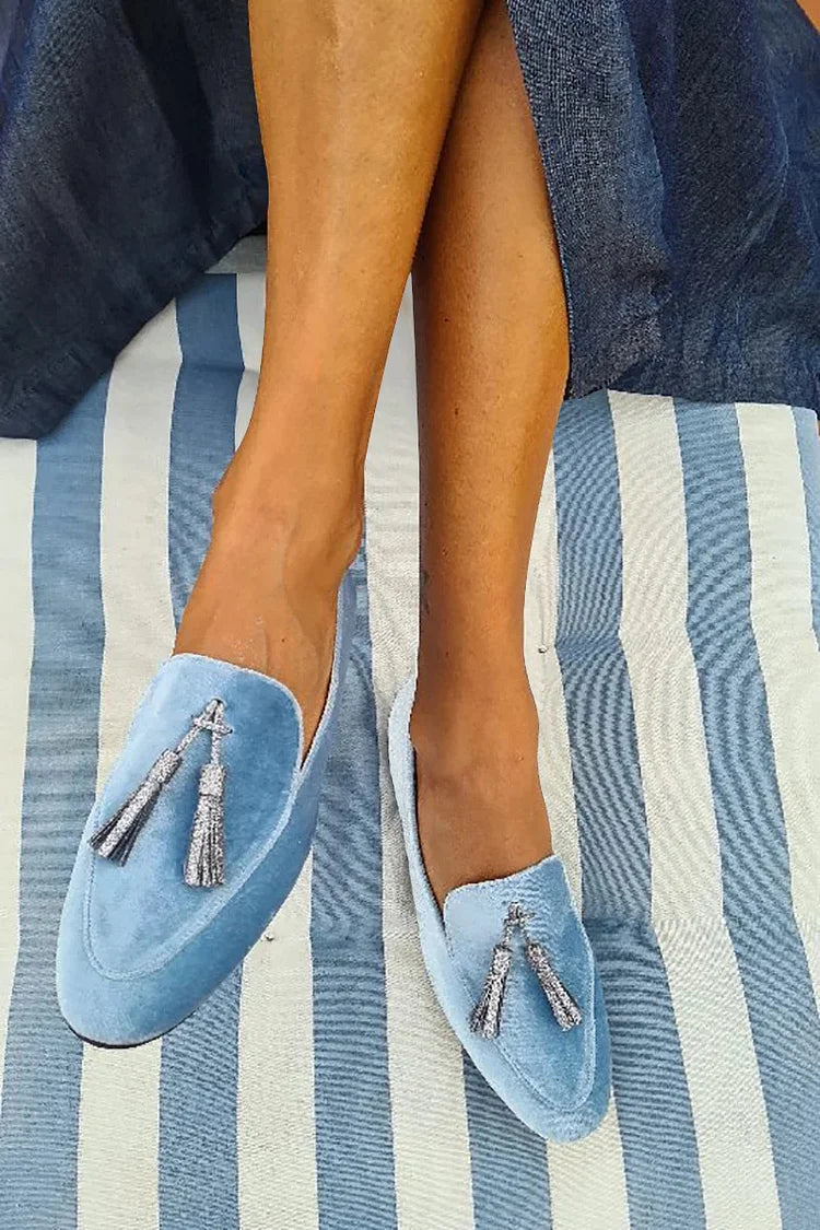 Slip-On Shoes with Silver Tassel