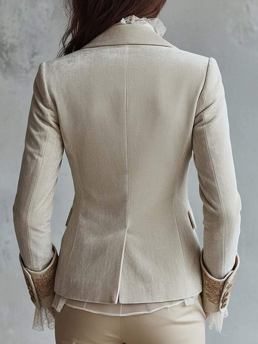Ivory Embroidered Tailored Blazer