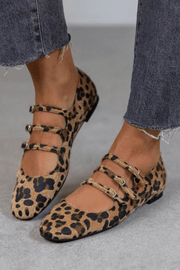 Leopard Print Flats with Buckle