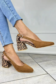 Leopard Print Slingback Court Shoes
