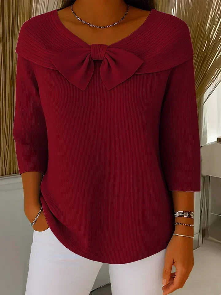 Tivella - Sweater with Bow and Round Neckline
