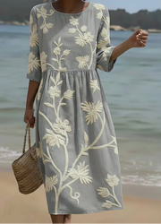 Ashley | Midi Dress with Botanical and Floral Print