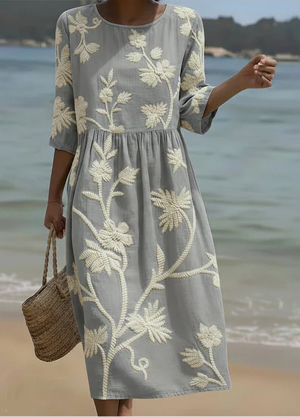 Ashley | Midi Dress with Botanical and Floral Print