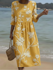 Yassy | Midi Dress with Botanical and Floral Print