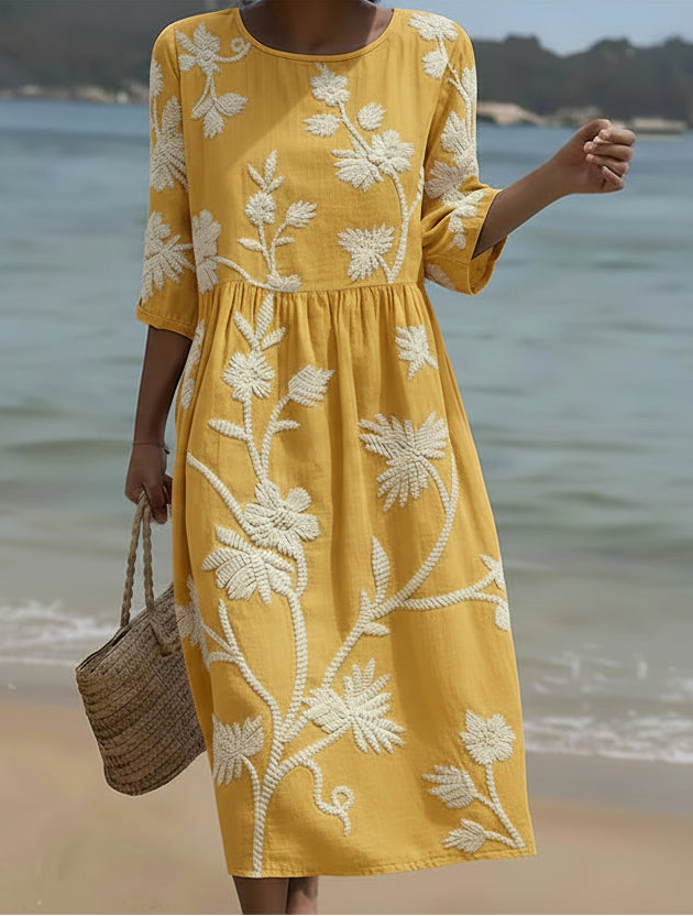 Yassy | Midi Dress with Botanical and Floral Print