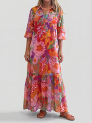 Soleil | Coral Floral Maxi Dress