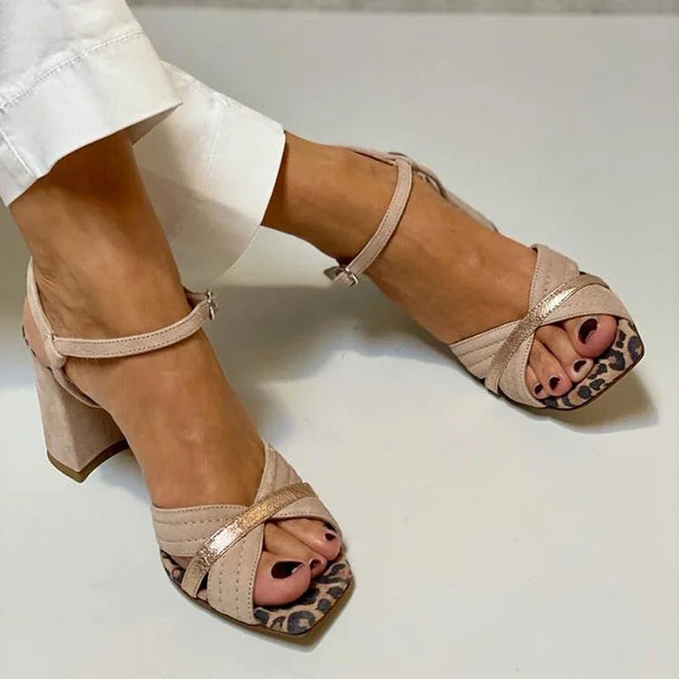 Cross-Strap Heeled Sandals