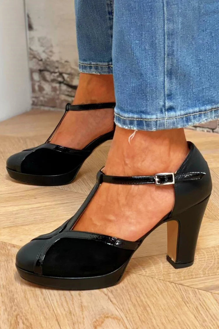 T-Bar Platform Court Shoes