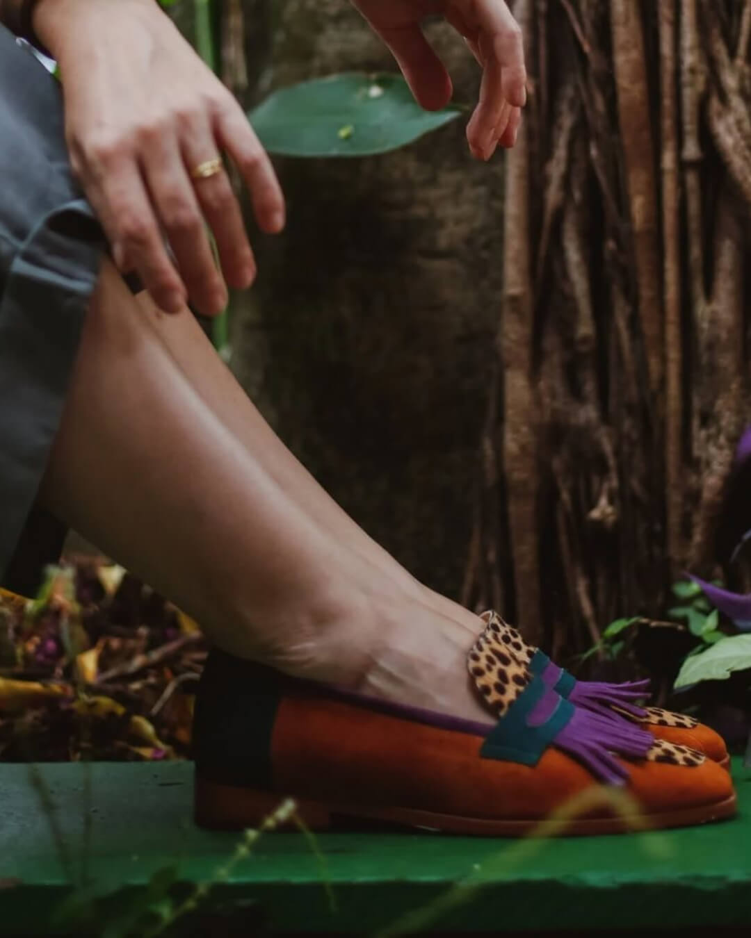 Loafers with Fringe and Animal Print