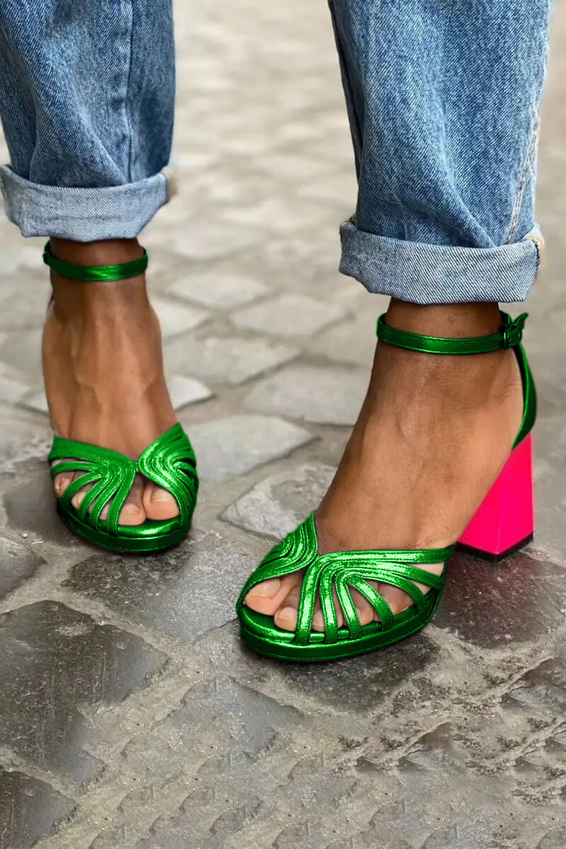 Two-Tone Heeled Sandals