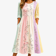 Pastel Garden Panel Pocket Midi Dress