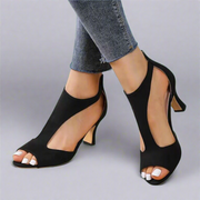 Heeled Sandals with Curved Cut-Out Detail