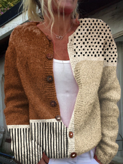 Minimalist Abstract Polka Dots Print Buttoned Cardigan