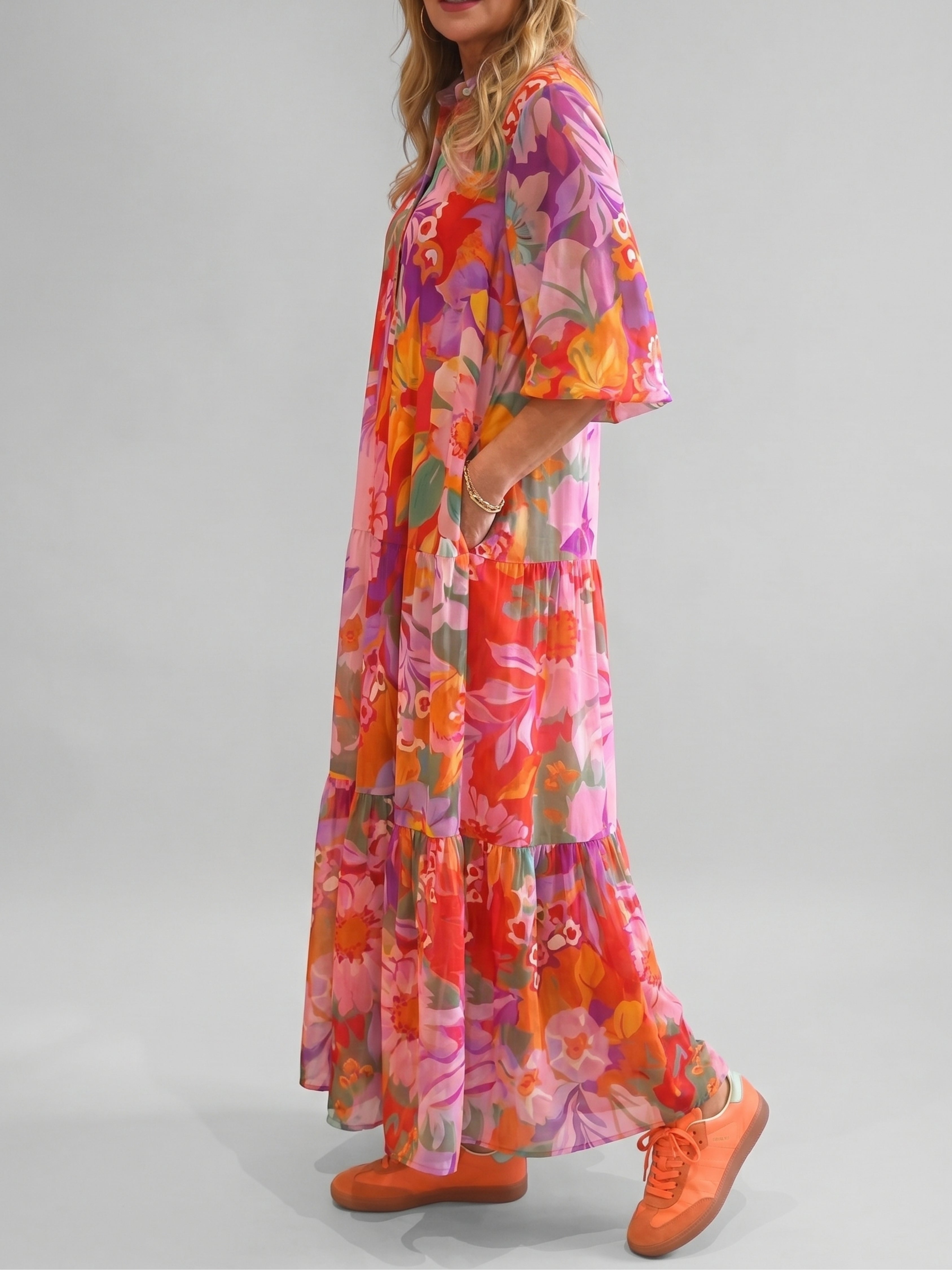 Soleil | Coral Floral Maxi Dress