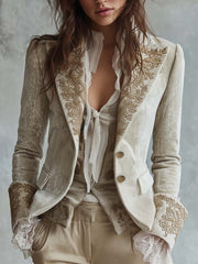 Ivory Embroidered Tailored Blazer