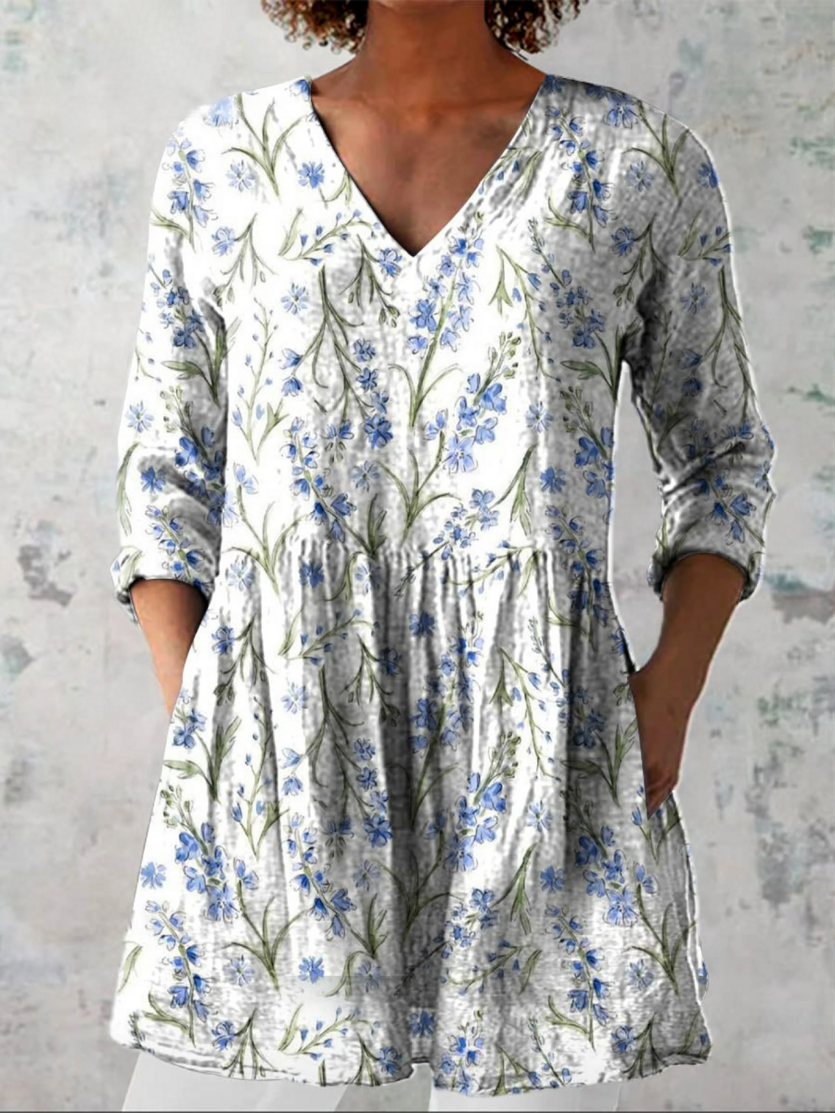 Indira | Long V-Neck Blouse