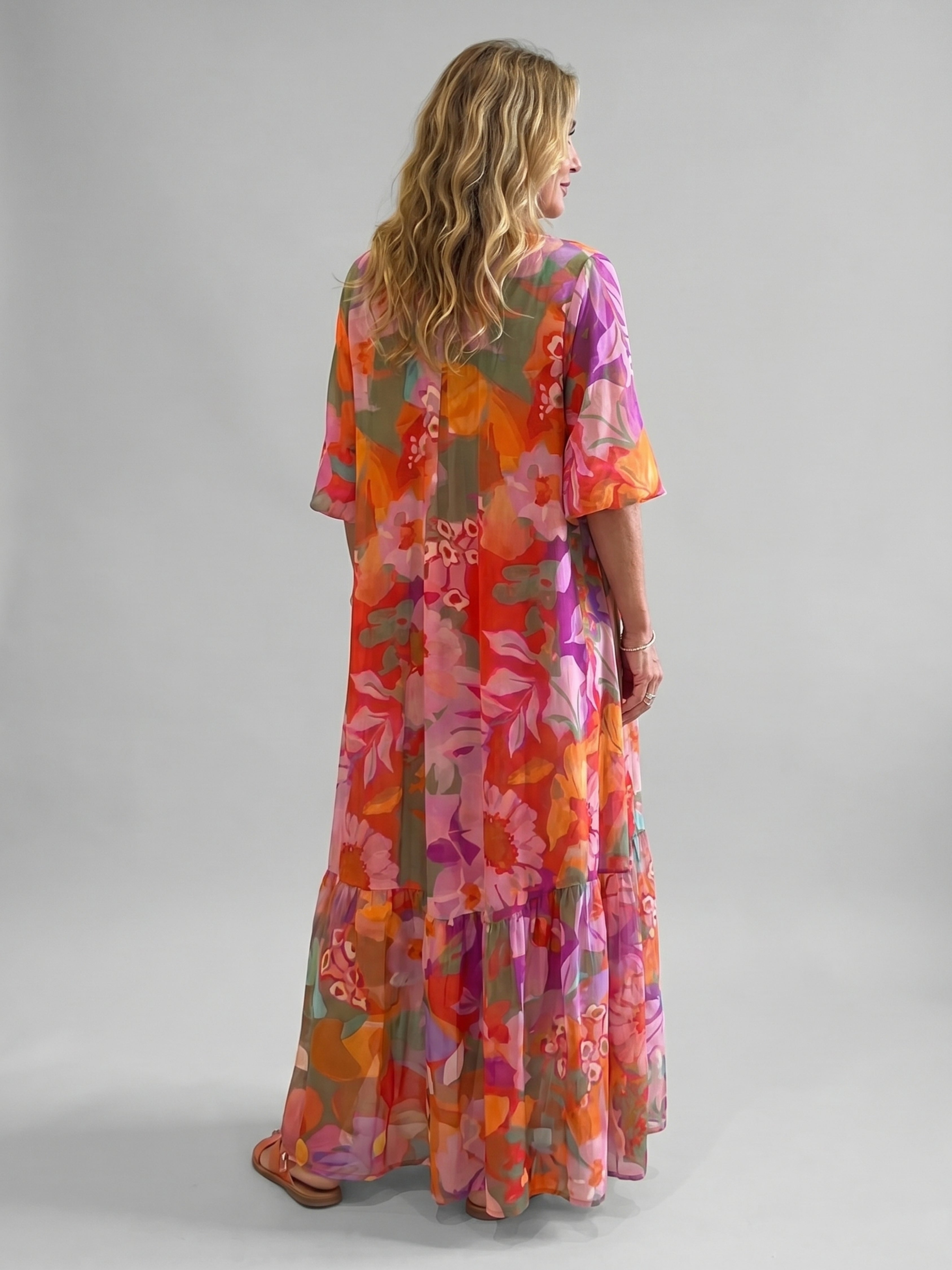 Soleil | Coral Floral Maxi Dress