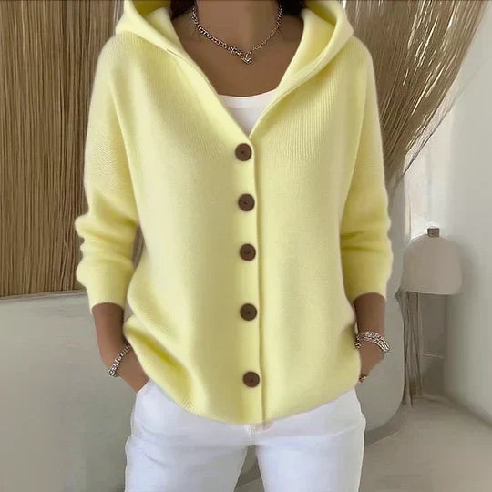 Darienne - Hooded Button-Up Knit Cardigan