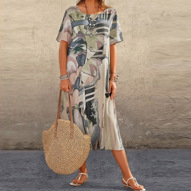 Emmanuelle | Women’s Mid-Calf Short Sleeve Midi Dress