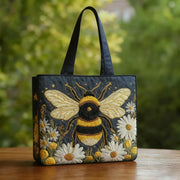 Bee with Daisies and Stars Quilted Bag