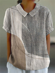 Lana | Abstract Linen Print Blouse