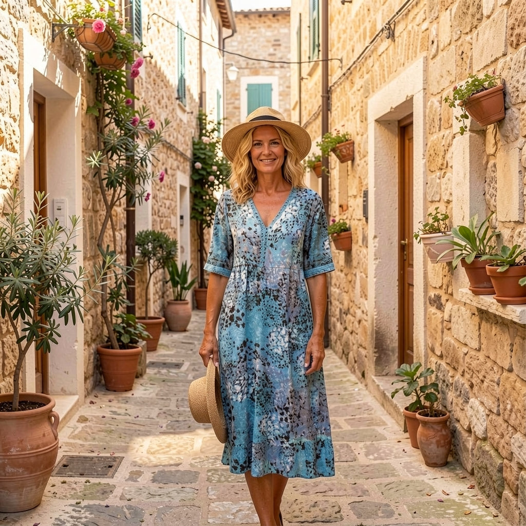 Rachel - Elegant Printed Midi Dress