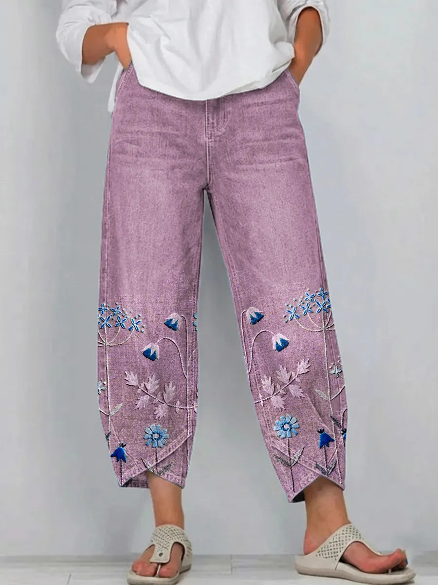 Rowena - Floral Print Casual Trousers