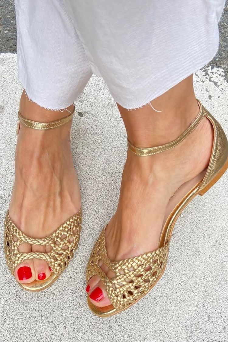 Isadora | Gold Woven Sandals
