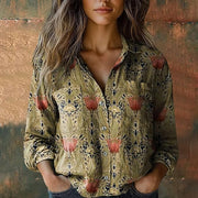 Retro Floral Print Blouse