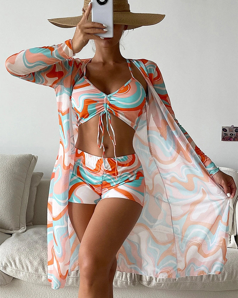 Luna – Three-Piece Printed Bikini Set