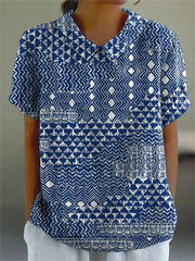 Zara | Blue Tribal Print Blouse