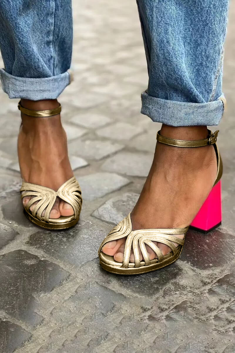 Two-Tone Heeled Sandals