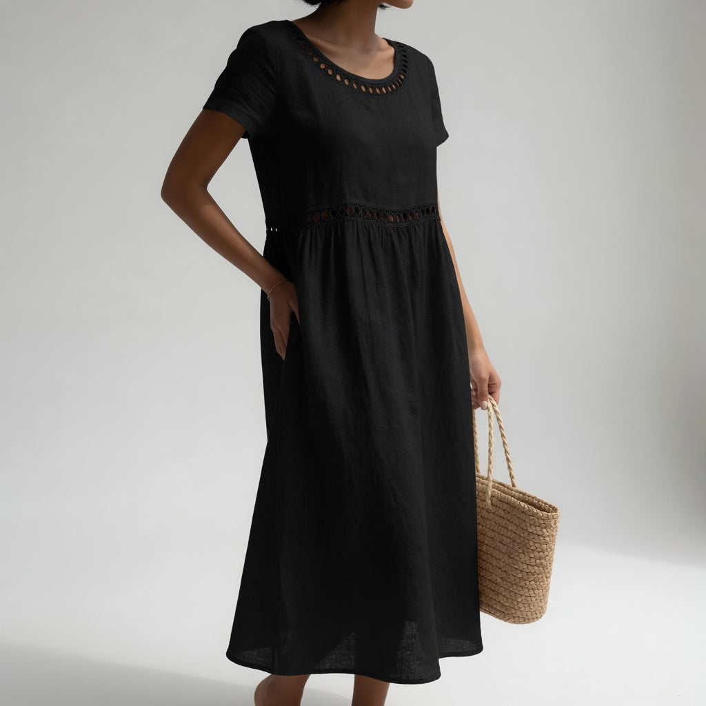 Jade - Eyelet Trim Midi Dress