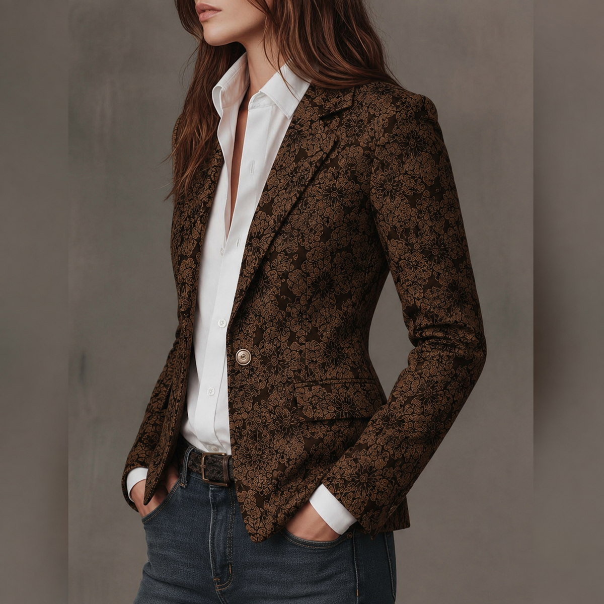 Paisley Jacquard Fitted Blazer