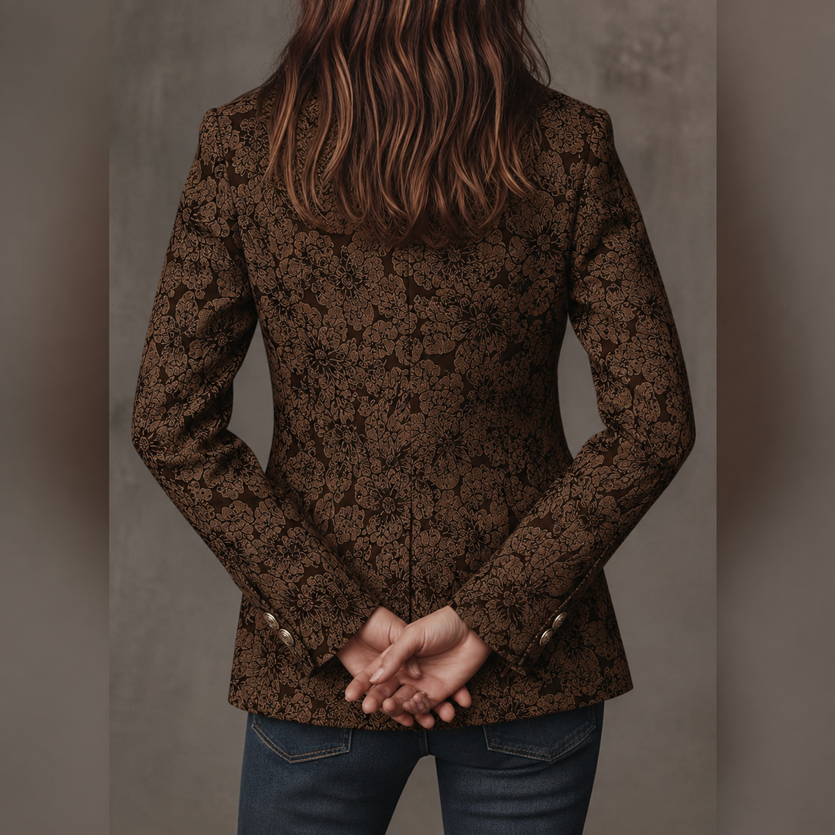Paisley Jacquard Fitted Blazer