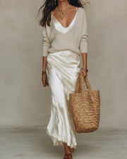Anaïs – Elegant Satin Midi Dress