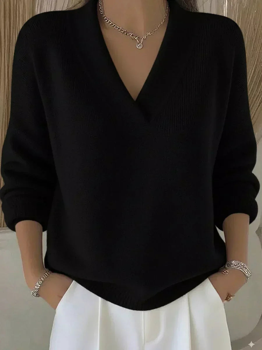 Vivelle - Relaxed V-Neck Sweater